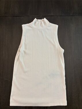 LOFT Cream Sleeveless Mock Neck Tank